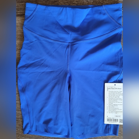 lululemon athletica Pants - Lululemon Base Pace HIGH RISE Shorts Size 6 8" inseam Blazer Blue